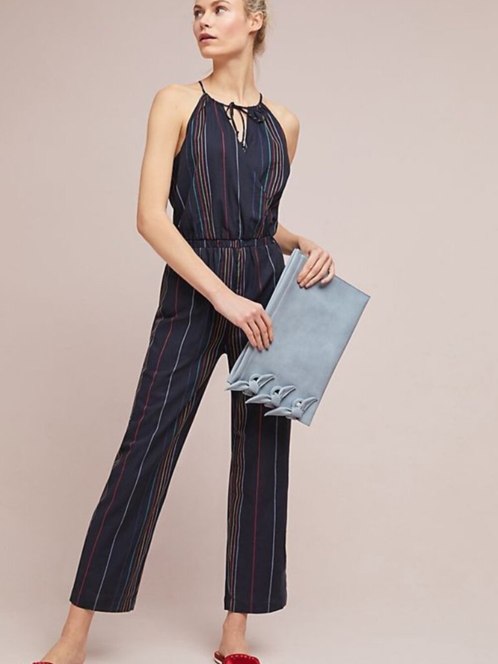 NWT Anthropologie Dolan Rainbow Striped Halter Jumpsuit